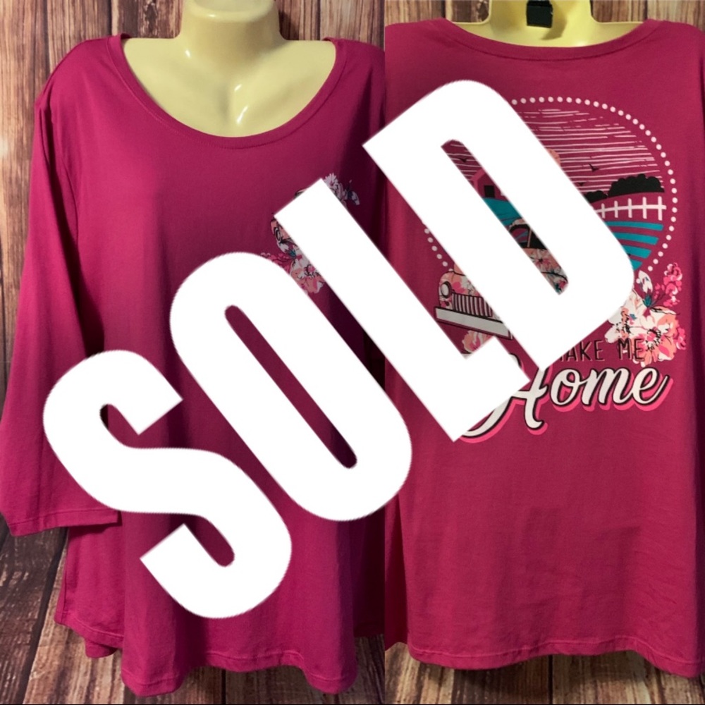 KIM ROGERS CURVY 3X 26/28 T-SHIRT PINK GRAPHICS